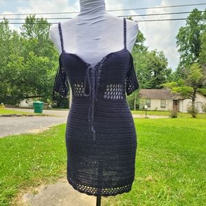 CLEANOUT SALE Navy Blue Crochet Dress